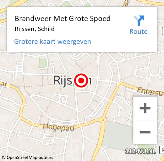 Locatie op kaart van de 112 melding: Brandweer Met Grote Spoed Naar Rijssen, Schild op 31 december 2022 20:05