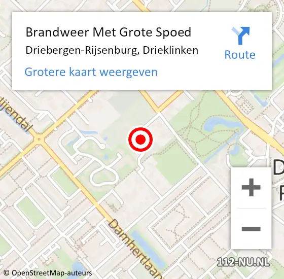 Locatie op kaart van de 112 melding: Brandweer Met Grote Spoed Naar Driebergen-Rijsenburg, Drieklinken op 31 december 2022 20:08