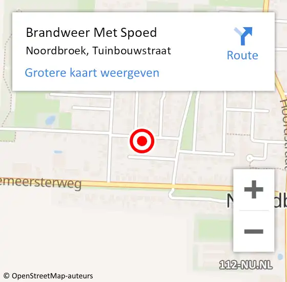 Locatie op kaart van de 112 melding: Brandweer Met Spoed Naar Noordbroek, Tuinbouwstraat op 31 december 2022 20:10