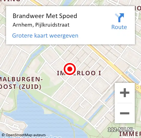 Locatie op kaart van de 112 melding: Brandweer Met Spoed Naar Arnhem, Pijlkruidstraat op 31 december 2022 20:12