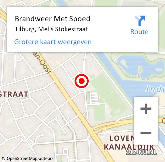 Locatie op kaart van de 112 melding: Brandweer Met Spoed Naar Tilburg, Melis Stokestraat op 31 december 2022 20:18