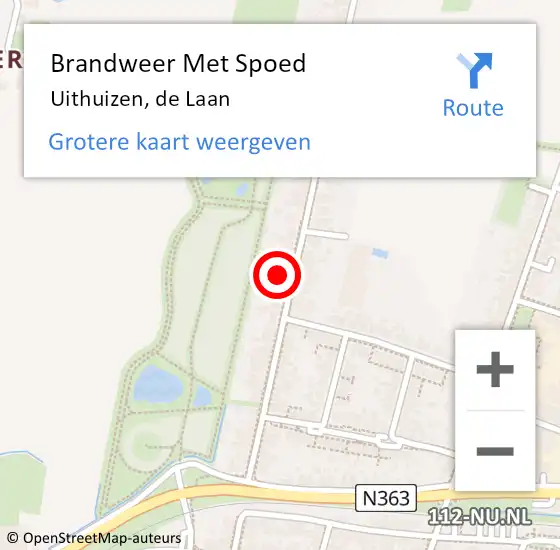 Locatie op kaart van de 112 melding: Brandweer Met Spoed Naar Uithuizen, de Laan op 31 december 2022 20:19