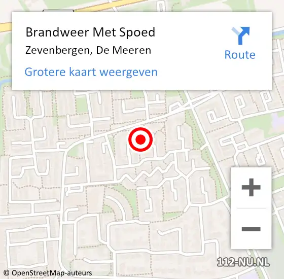 Locatie op kaart van de 112 melding: Brandweer Met Spoed Naar Zevenbergen, De Meeren op 31 december 2022 20:19