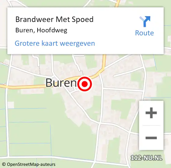 Locatie op kaart van de 112 melding: Brandweer Met Spoed Naar Buren, Hoofdweg op 31 december 2022 20:20