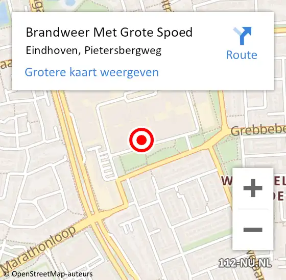 Locatie op kaart van de 112 melding: Brandweer Met Grote Spoed Naar Eindhoven, Pietersbergweg op 31 december 2022 20:20