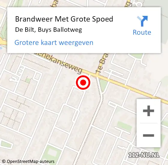 Locatie op kaart van de 112 melding: Brandweer Met Grote Spoed Naar De Bilt, Buys Ballotweg op 31 december 2022 20:23