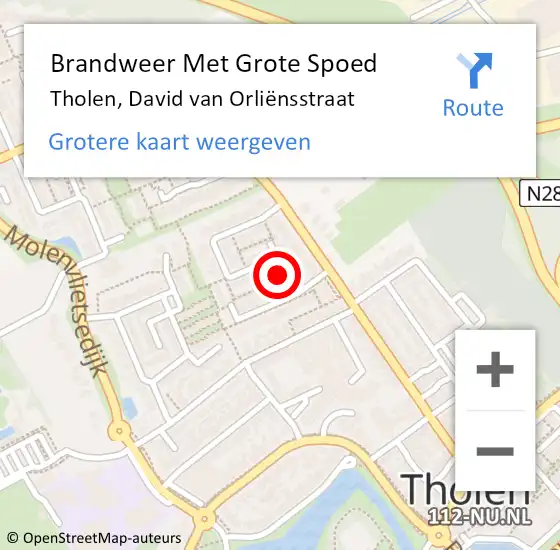 Locatie op kaart van de 112 melding: Brandweer Met Grote Spoed Naar Tholen, David van Orliënsstraat op 31 december 2022 20:27