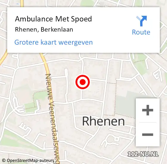 Locatie op kaart van de 112 melding: Ambulance Met Spoed Naar Rhenen, Berkenlaan op 31 december 2022 20:28