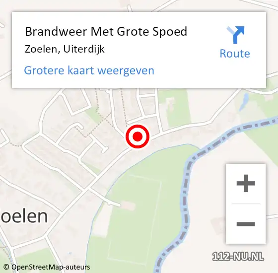 Locatie op kaart van de 112 melding: Brandweer Met Grote Spoed Naar Zoelen, Uiterdijk op 31 december 2022 20:28