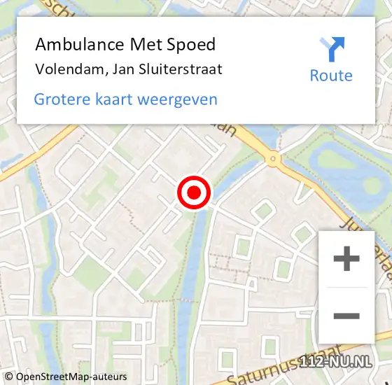 Locatie op kaart van de 112 melding: Ambulance Met Spoed Naar Volendam, Jan Sluiterstraat op 31 december 2022 20:30