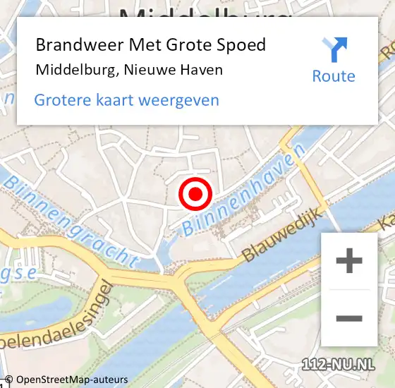 Locatie op kaart van de 112 melding: Brandweer Met Grote Spoed Naar Middelburg, Nieuwe Haven op 31 december 2022 20:31