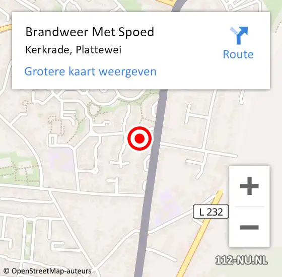 Locatie op kaart van de 112 melding: Brandweer Met Spoed Naar Kerkrade, Plattewei op 31 december 2022 20:33