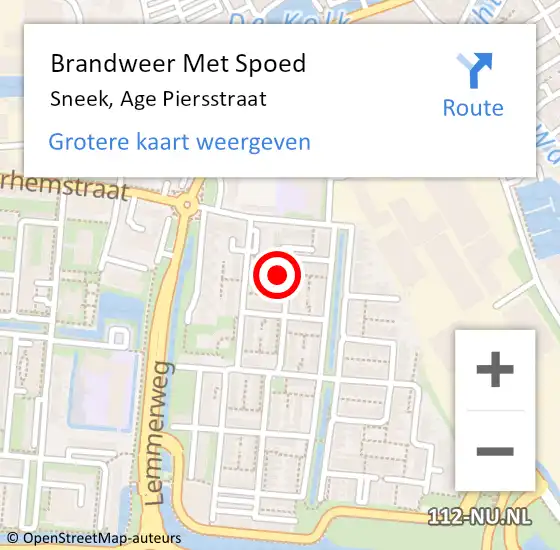 Locatie op kaart van de 112 melding: Brandweer Met Spoed Naar Sneek, Age Piersstraat op 31 december 2022 20:39