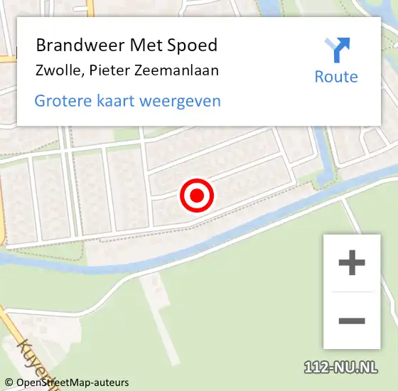 Locatie op kaart van de 112 melding: Brandweer Met Spoed Naar Zwolle, Pieter Zeemanlaan op 31 december 2022 20:39