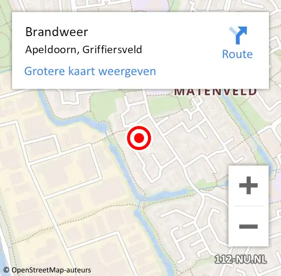 Locatie op kaart van de 112 melding: Brandweer Apeldoorn, Griffiersveld op 31 december 2022 20:41