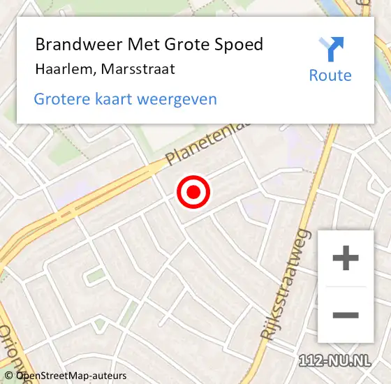 Locatie op kaart van de 112 melding: Brandweer Met Grote Spoed Naar Haarlem, Marsstraat op 31 december 2022 20:42
