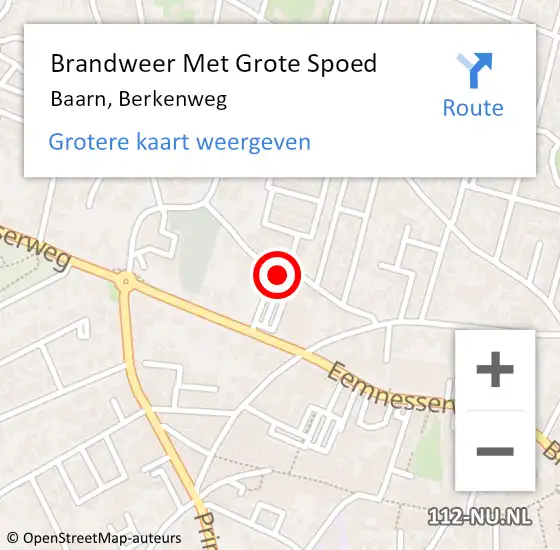 Locatie op kaart van de 112 melding: Brandweer Met Grote Spoed Naar Baarn, Berkenweg op 31 december 2022 20:43