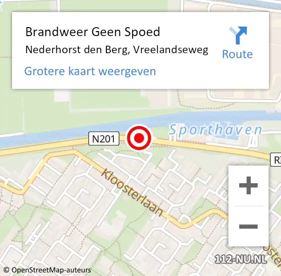 Locatie op kaart van de 112 melding: Brandweer Geen Spoed Naar Kortenhoef, Vreelandseweg op 10 augustus 2014 15:22