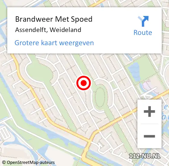 Locatie op kaart van de 112 melding: Brandweer Met Spoed Naar Assendelft, Weideland op 31 december 2022 20:45