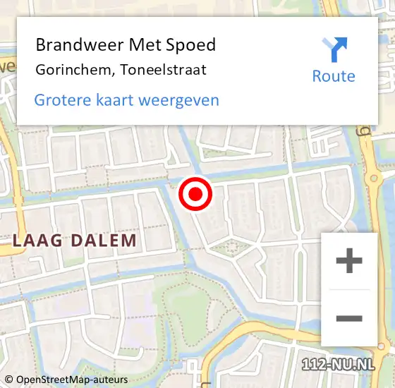 Locatie op kaart van de 112 melding: Brandweer Met Spoed Naar Gorinchem, Toneelstraat op 31 december 2022 20:47