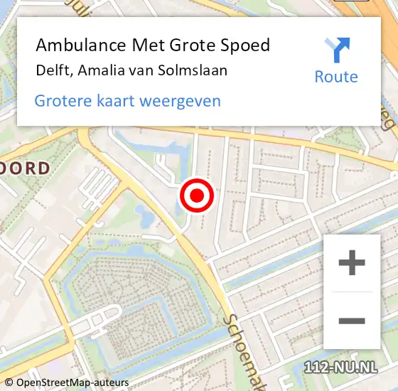 Locatie op kaart van de 112 melding: Ambulance Met Grote Spoed Naar Delft, Amalia van Solmslaan op 31 december 2022 20:48