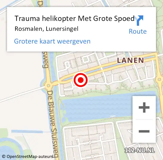 Locatie op kaart van de 112 melding: Trauma helikopter Met Grote Spoed Naar Rosmalen, Lunersingel op 31 december 2022 20:55