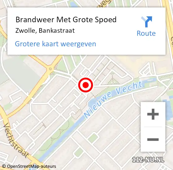 Locatie op kaart van de 112 melding: Brandweer Met Grote Spoed Naar Zwolle, Bankastraat op 31 december 2022 20:55