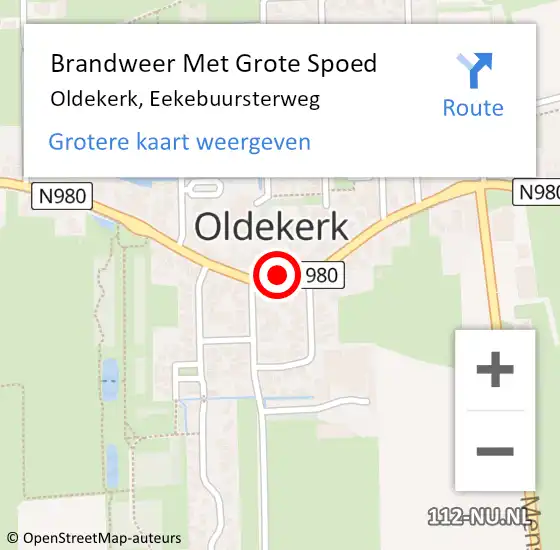 Locatie op kaart van de 112 melding: Brandweer Met Grote Spoed Naar Oldekerk, Eekebuursterweg op 31 december 2022 21:00