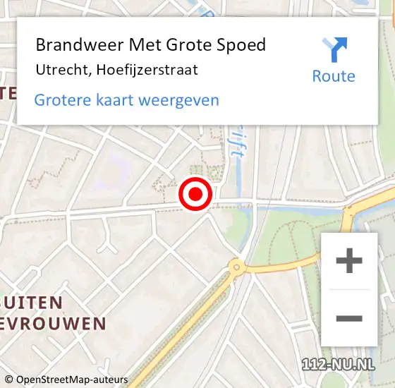 Locatie op kaart van de 112 melding: Brandweer Met Grote Spoed Naar Utrecht, Hoefijzerstraat op 31 december 2022 21:00