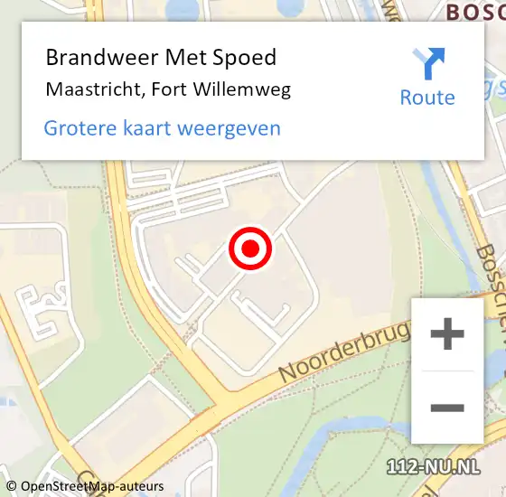 Locatie op kaart van de 112 melding: Brandweer Met Spoed Naar Maastricht, Fort Willemweg op 31 december 2022 21:02