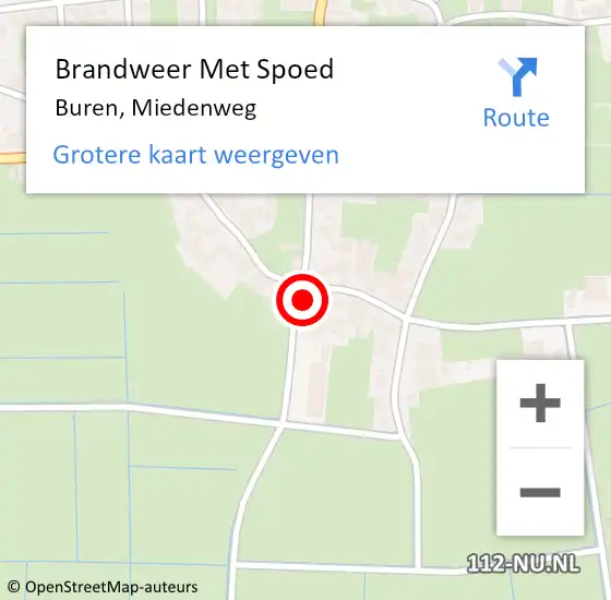Locatie op kaart van de 112 melding: Brandweer Met Spoed Naar Buren, Miedenweg op 31 december 2022 21:02