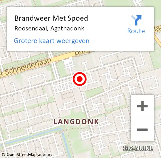 Locatie op kaart van de 112 melding: Brandweer Met Spoed Naar Roosendaal, Agathadonk op 31 december 2022 21:03