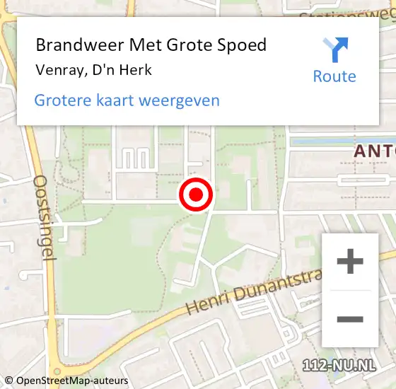 Locatie op kaart van de 112 melding: Brandweer Met Grote Spoed Naar Venray, D'n Herk op 31 december 2022 21:07