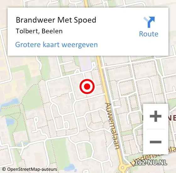 Locatie op kaart van de 112 melding: Brandweer Met Spoed Naar Tolbert, Beelen op 31 december 2022 21:09