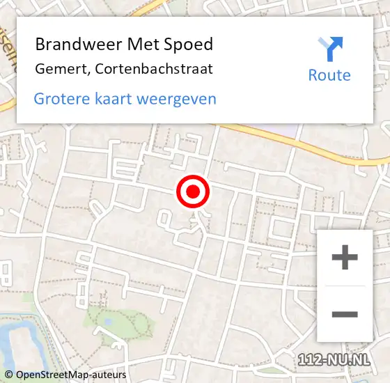 Locatie op kaart van de 112 melding: Brandweer Met Spoed Naar Gemert, Cortenbachstraat op 31 december 2022 21:10