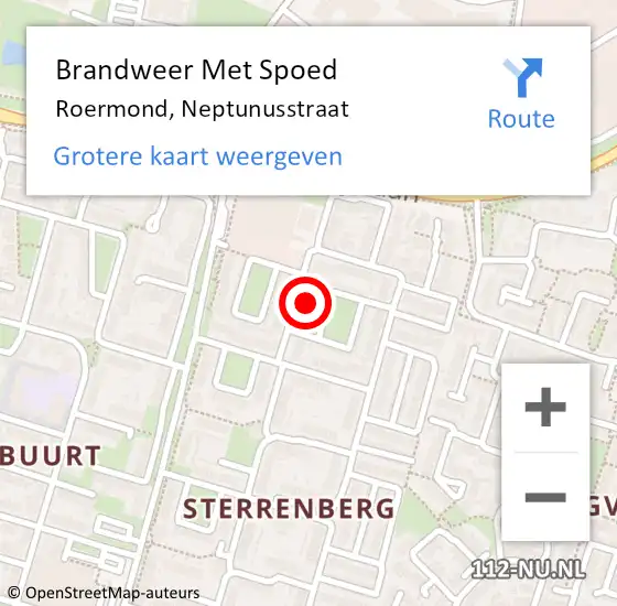 Locatie op kaart van de 112 melding: Brandweer Met Spoed Naar Roermond, Neptunusstraat op 31 december 2022 21:10