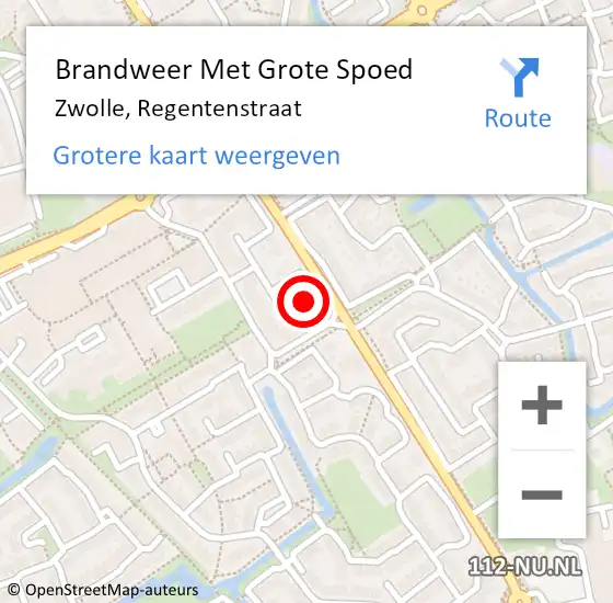 Locatie op kaart van de 112 melding: Brandweer Met Grote Spoed Naar Zwolle, Regentenstraat op 31 december 2022 21:11