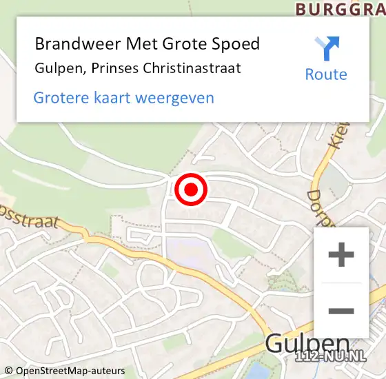 Locatie op kaart van de 112 melding: Brandweer Met Grote Spoed Naar Gulpen, Prinses Christinastraat op 31 december 2022 21:12