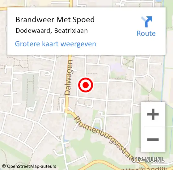 Locatie op kaart van de 112 melding: Brandweer Met Spoed Naar Dodewaard, Beatrixlaan op 31 december 2022 21:13