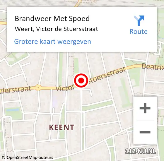 Locatie op kaart van de 112 melding: Brandweer Met Spoed Naar Weert, Victor de Stuersstraat op 31 december 2022 21:22