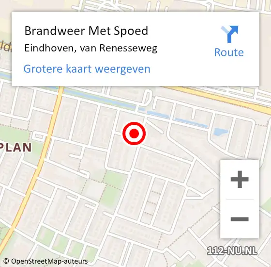 Locatie op kaart van de 112 melding: Brandweer Met Spoed Naar Eindhoven, van Renesseweg op 31 december 2022 21:28