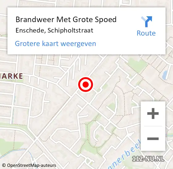 Locatie op kaart van de 112 melding: Brandweer Met Grote Spoed Naar Enschede, Schipholtstraat op 31 december 2022 21:31
