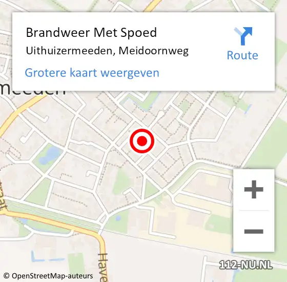 Locatie op kaart van de 112 melding: Brandweer Met Spoed Naar Uithuizermeeden, Meidoornweg op 31 december 2022 21:37