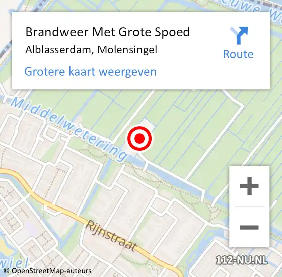 Locatie op kaart van de 112 melding: Brandweer Met Grote Spoed Naar Alblasserdam, Molensingel op 31 december 2022 21:37