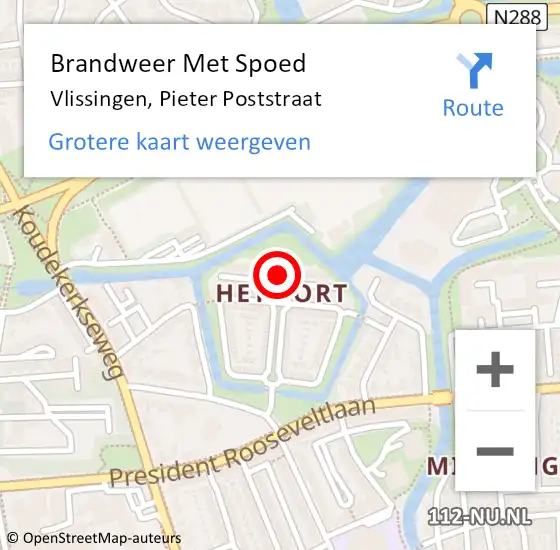 Locatie op kaart van de 112 melding: Brandweer Met Spoed Naar Vlissingen, Pieter Poststraat op 31 december 2022 21:41