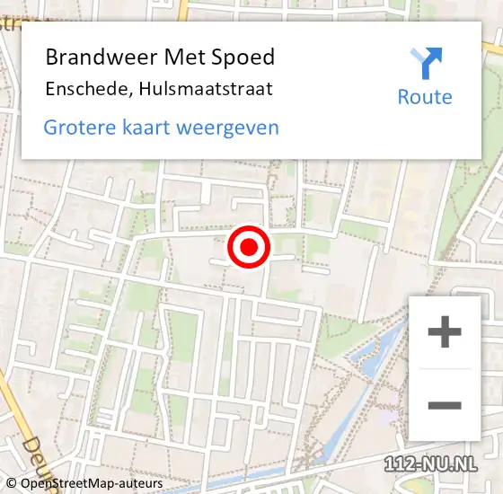 Locatie op kaart van de 112 melding: Brandweer Met Spoed Naar Enschede, Hulsmaatstraat op 31 december 2022 21:46