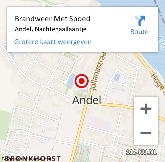 Locatie op kaart van de 112 melding: Brandweer Met Spoed Naar Andel, Nachtegaallaantje op 31 december 2022 21:47