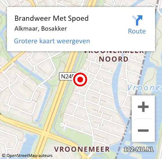 Locatie op kaart van de 112 melding: Brandweer Met Spoed Naar Alkmaar, Bosakker op 31 december 2022 21:50