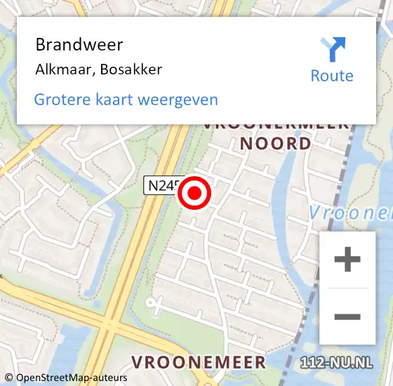 Locatie op kaart van de 112 melding: Brandweer Alkmaar, Bosakker op 31 december 2022 21:51