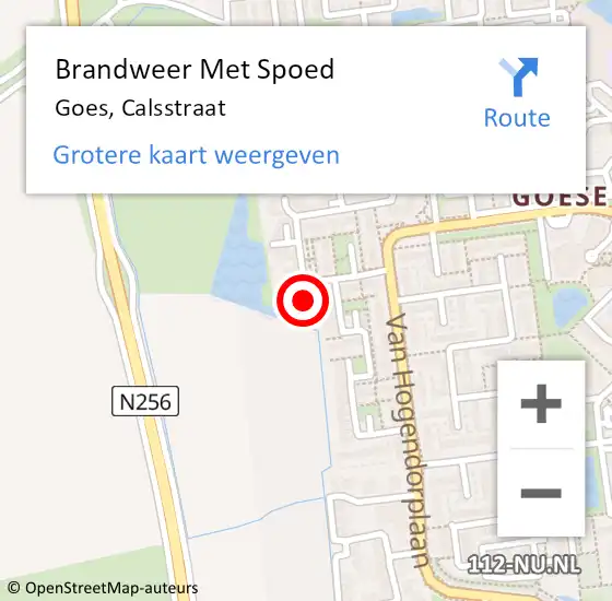 Locatie op kaart van de 112 melding: Brandweer Met Spoed Naar Goes, Calsstraat op 31 december 2022 21:53